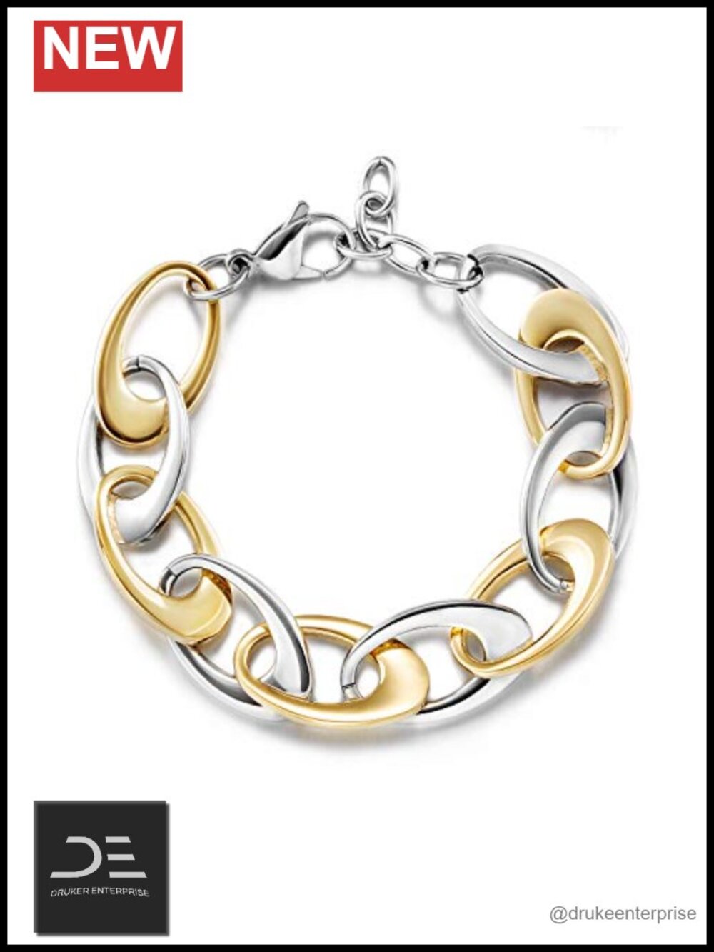 Cuban Curb Link Bracelet Stainless Steel Adjustable Chain